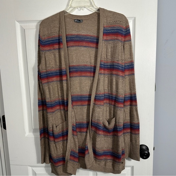 Eddie Bauer lightweight open front striped cardigan, size M, cotton, fall, layer - Picture 1 of 11